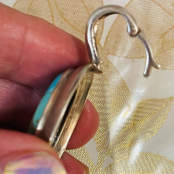 VTG SOUTHWEST Sterling Carolyn
Pollack Relios Inlay Turquoise Enhancer
Pendant - Picture 3 of 8